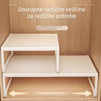 Ormar s podijeljenim policama za skladištenje, od karbonskog čelika, bez bušenja, moderni minimalistički stil, 1 sloj