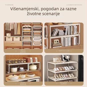 Ormar s podijeljenim policama za skladištenje, od karbonskog čelika, bez bušenja, moderni minimalistički stil, 1 sloj