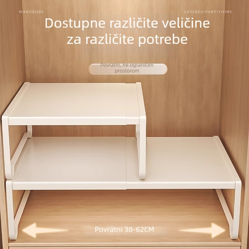 Ormar s podijeljenim policama za skladištenje, od karbonskog čelika, bez bušenja, moderni minimalistički stil, 1 sloj