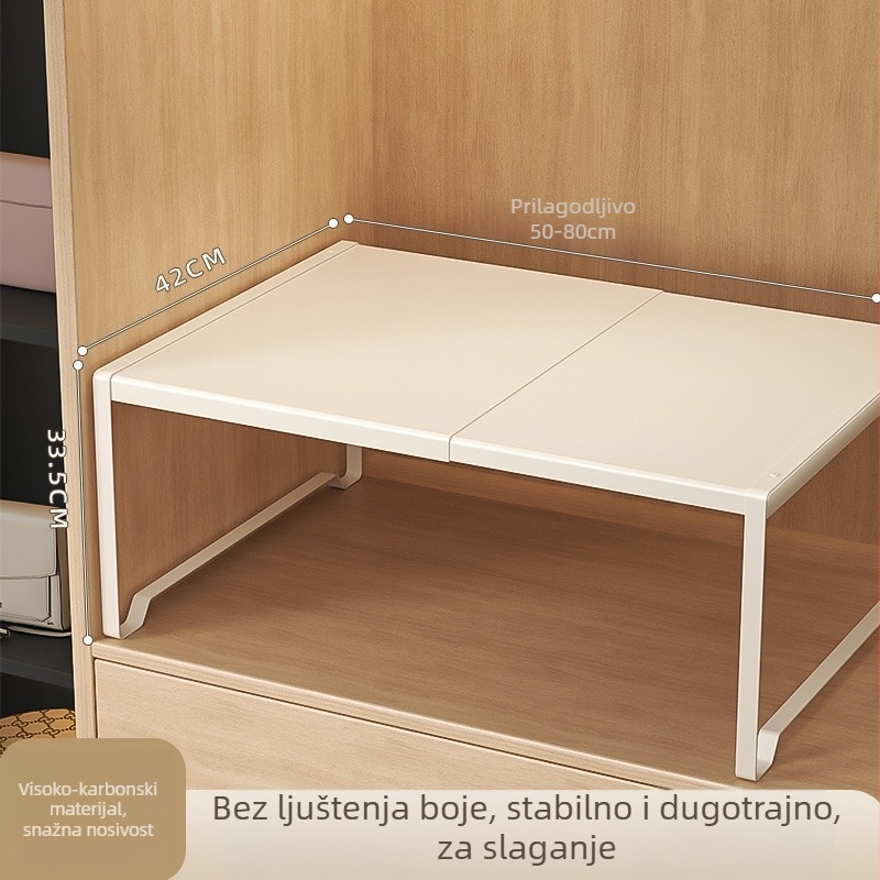 Ormar s podijeljenim policama za skladištenje, od karbonskog čelika, bez bušenja, moderni minimalistički stil, 1 sloj