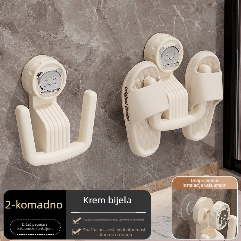 Držač papuča za kupaonicu s usisnom čepom, zidni, plastični, 1 razina, moderan minimalistički stil