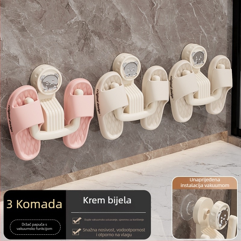 Držač papuča za kupaonicu s usisnom čepom, zidni, plastični, 1 razina, moderan minimalistički stil