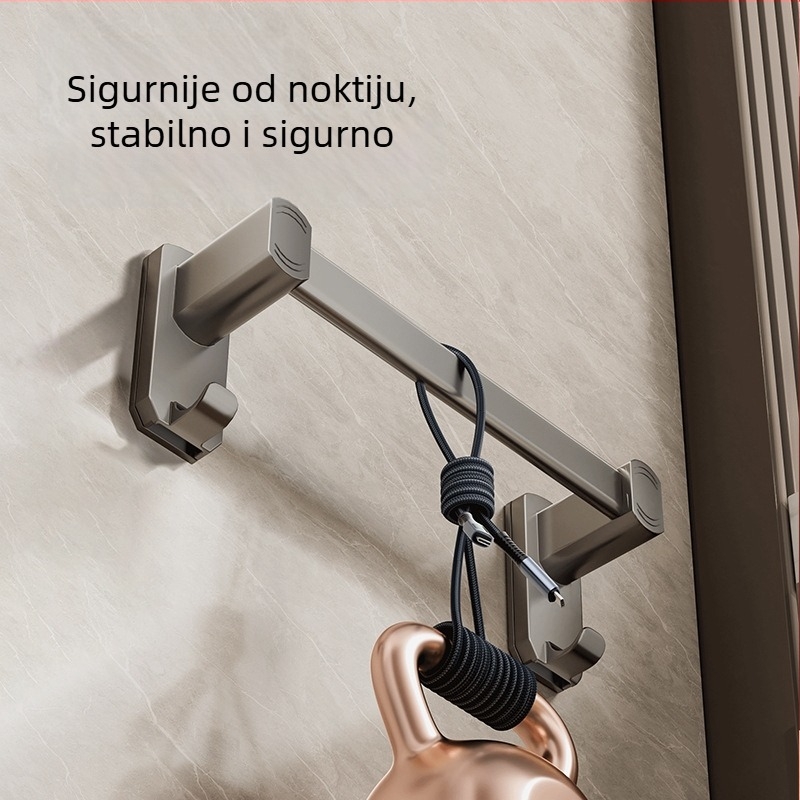 Zidni držač za papuče, bez bušenja, s odvodom, od ugljičnog čelika + ABS, 1 razina, kupaonica