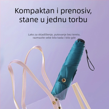 Ultra lagani trodjelni kišobran s tkaninom 190T, 6 rebara od vlakana, aluminijski štap, plastična drška, ručno otvaranje i zatvaranje, mogućnost logotipa