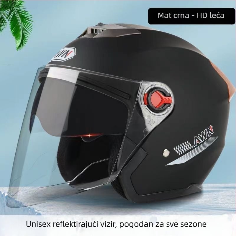 AWN kaciga 3/4 s dvostrukom vizir, ABS, 3C certifikat, sve sezone, za električna vozila i dnevna putovanja