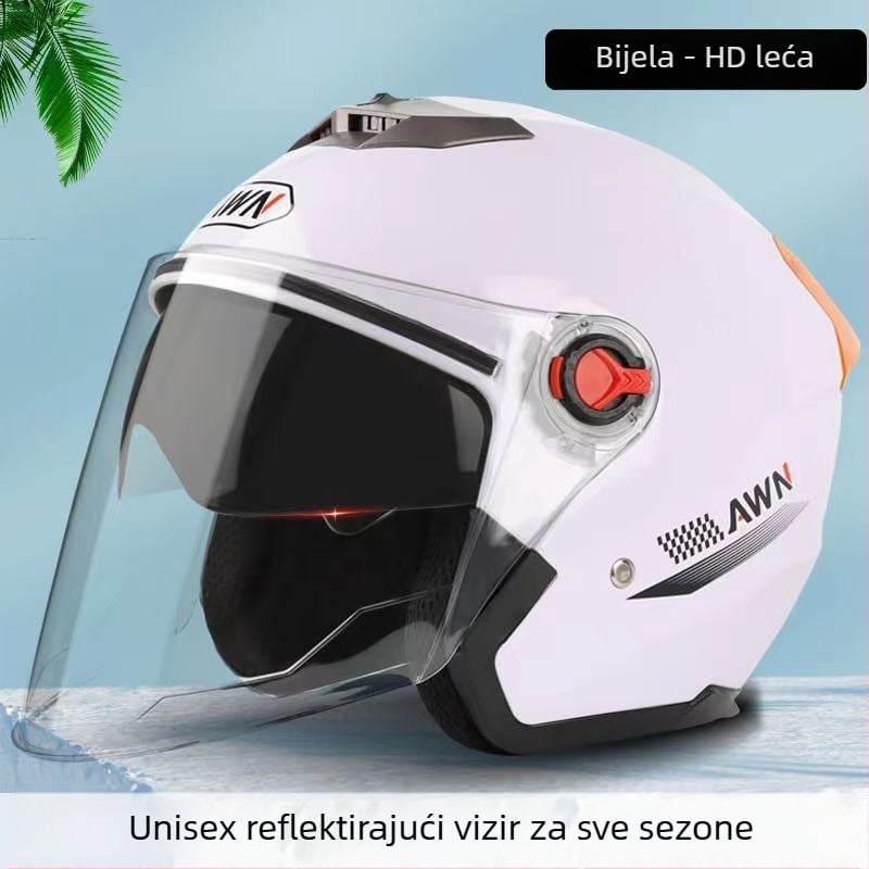 AWN kaciga 3/4 s dvostrukom vizir, ABS, 3C certifikat, sve sezone, za električna vozila i dnevna putovanja