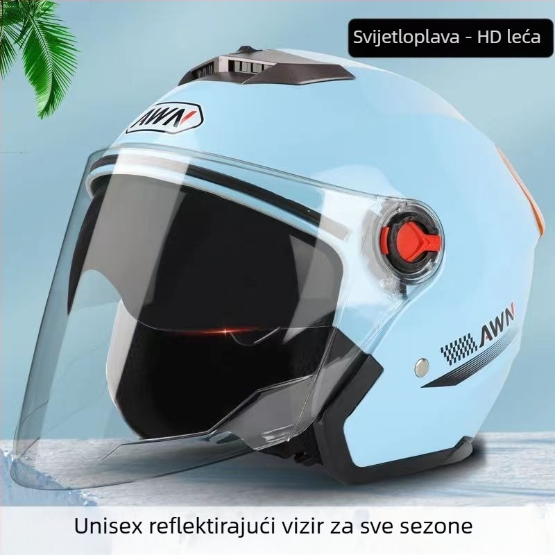 AWN kaciga 3/4 s dvostrukom vizir, ABS, 3C certifikat, sve sezone, za električna vozila i dnevna putovanja