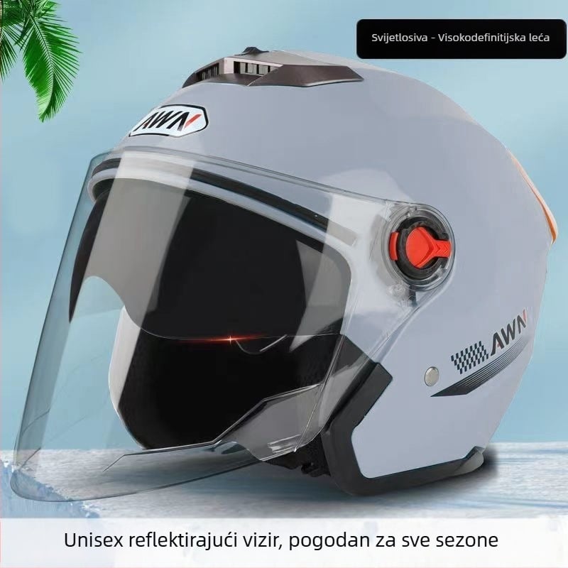 AWN kaciga 3/4 s dvostrukom vizir, ABS, 3C certifikat, sve sezone, za električna vozila i dnevna putovanja