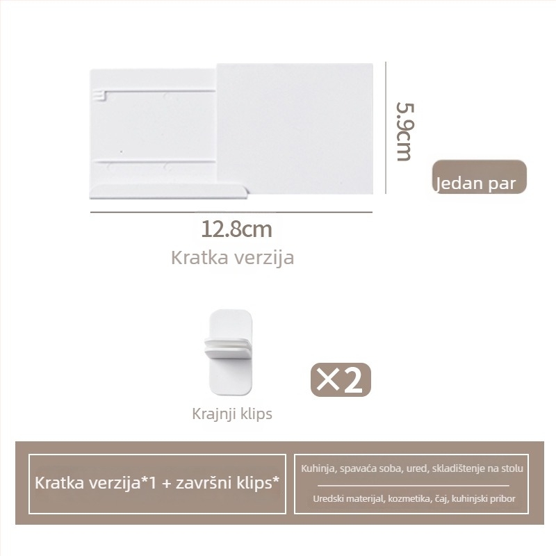 Plastični organizator kuhinjske ladice s teleskopskim dijeličem, japanski stil, zidna montaža usisnim držačima, 1 sloj, Mai Qi