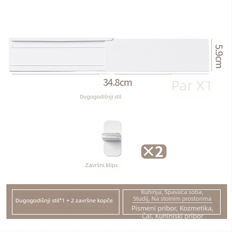 Plastični organizator kuhinjske ladice s teleskopskim dijeličem, japanski stil, zidna montaža usisnim držačima, 1 sloj, Mai Qi