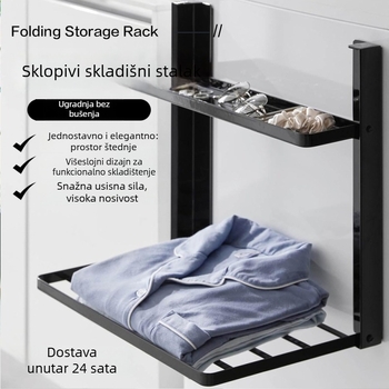 Magnetični sklopivi zidni regal za perilicu i hladnjak, bez instalacije, od željeza, 1 polica, moderan minimalistički stil, pogodan za kupaonicu i praonicu
