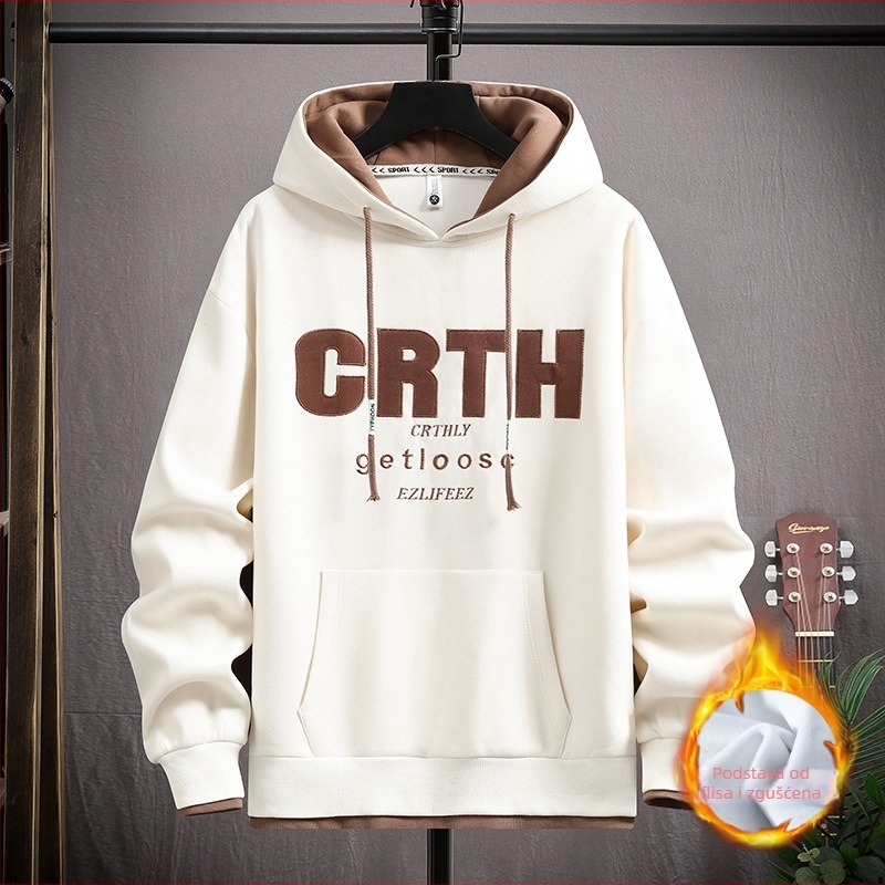 Hooded sweatshirt za tinejdžere, jesen 2025 izdanje, pamuk-poliester smjesa 53,6%/46,4%, slobodan kroj, izvezeni natpis, kanguru džep