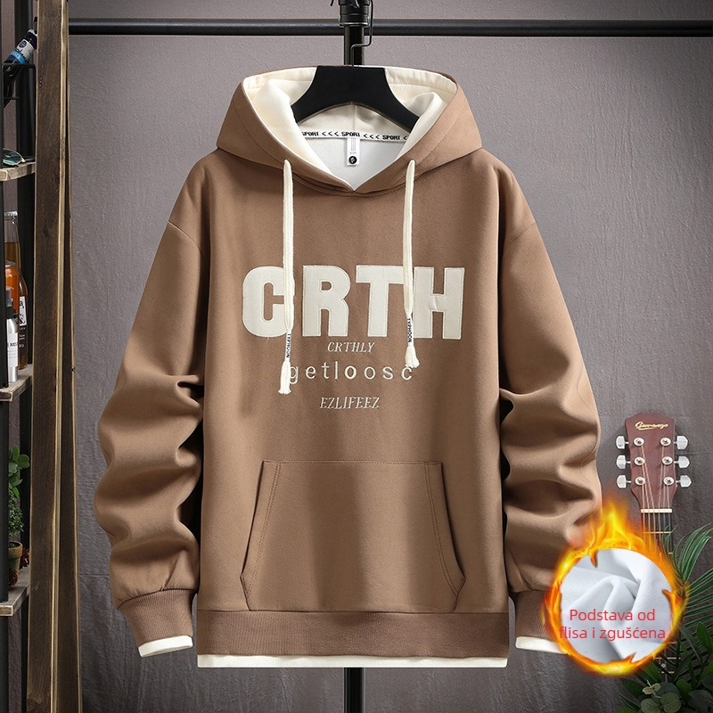 Hooded sweatshirt za tinejdžere, jesen 2025 izdanje, pamuk-poliester smjesa 53,6%/46,4%, slobodan kroj, izvezeni natpis, kanguru džep