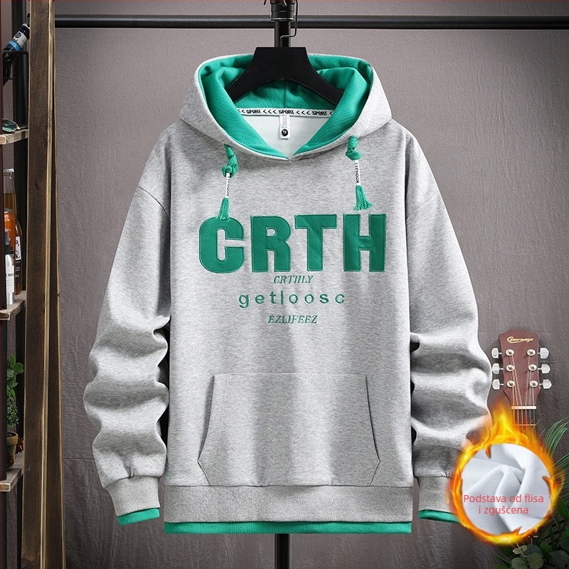 Hooded sweatshirt za tinejdžere, jesen 2025 izdanje, pamuk-poliester smjesa 53,6%/46,4%, slobodan kroj, izvezeni natpis, kanguru džep
