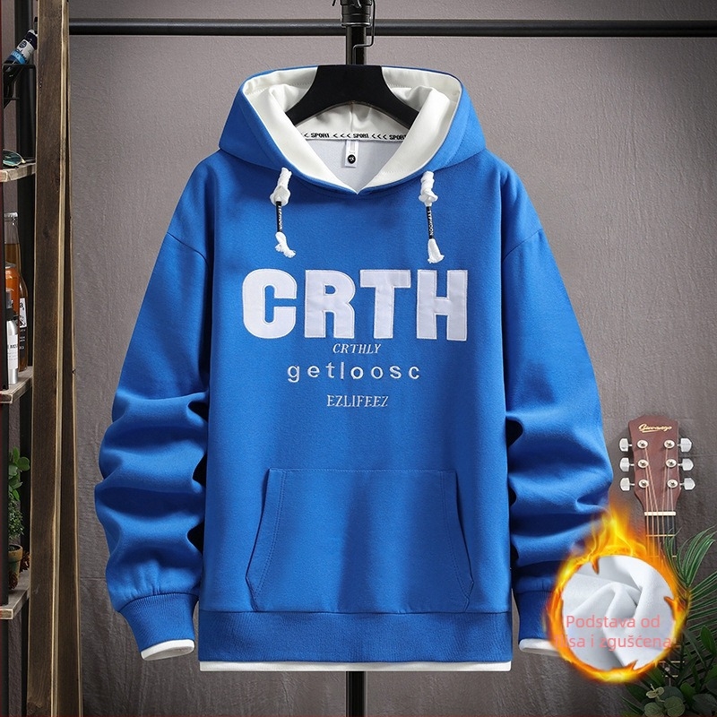 Hooded sweatshirt za tinejdžere, jesen 2025 izdanje, pamuk-poliester smjesa 53,6%/46,4%, slobodan kroj, izvezeni natpis, kanguru džep