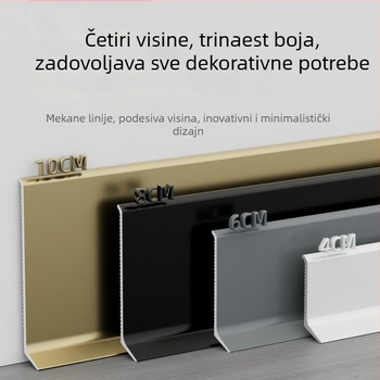 Aluminijska lajsna s integriranim ljepilom – montaža ljepilom bez bušenja, ploski moderni minimalistički stil