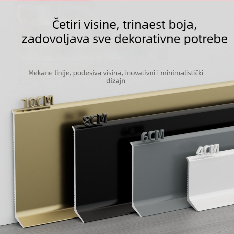 Aluminijska lajsna s integriranim ljepilom – montaža ljepilom bez bušenja, ploski moderni minimalistički stil