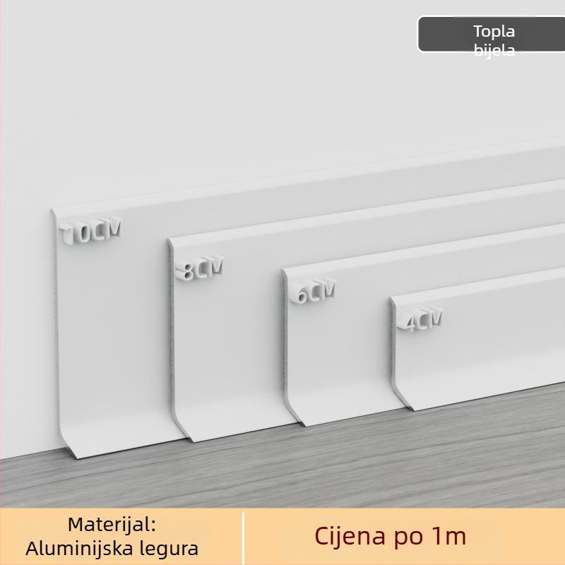 Aluminijska lajsna s integriranim ljepilom – montaža ljepilom bez bušenja, ploski moderni minimalistički stil