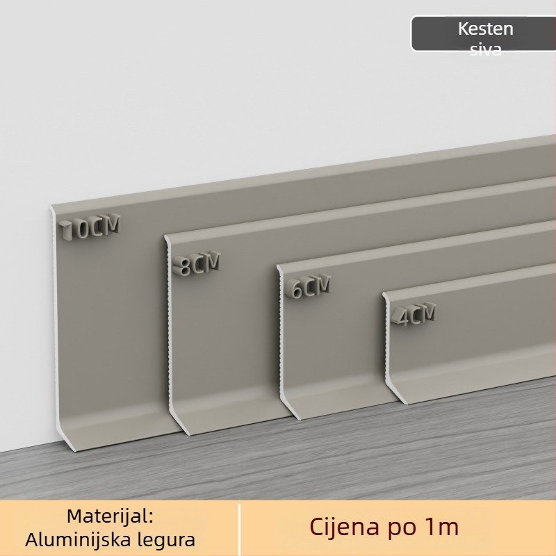 Aluminijska lajsna s integriranim ljepilom – montaža ljepilom bez bušenja, ploski moderni minimalistički stil
