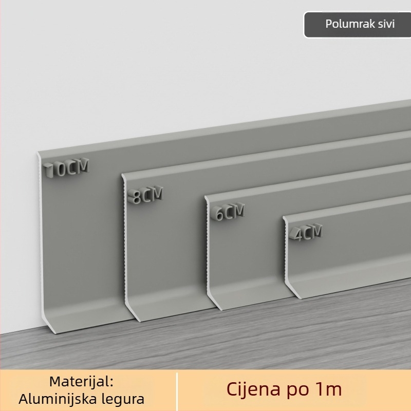 Aluminijska lajsna s integriranim ljepilom – montaža ljepilom bez bušenja, ploski moderni minimalistički stil