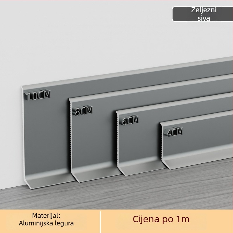 Aluminijska lajsna s integriranim ljepilom – montaža ljepilom bez bušenja, ploski moderni minimalistički stil
