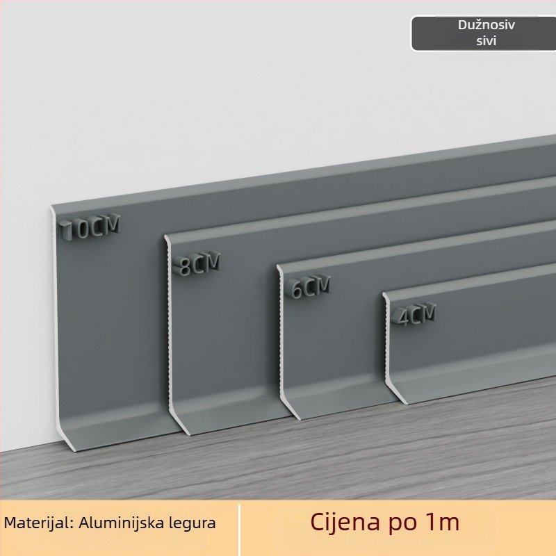 Aluminijska lajsna s integriranim ljepilom – montaža ljepilom bez bušenja, ploski moderni minimalistički stil