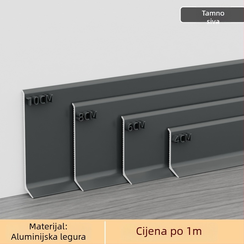 Aluminijska lajsna s integriranim ljepilom – montaža ljepilom bez bušenja, ploski moderni minimalistički stil