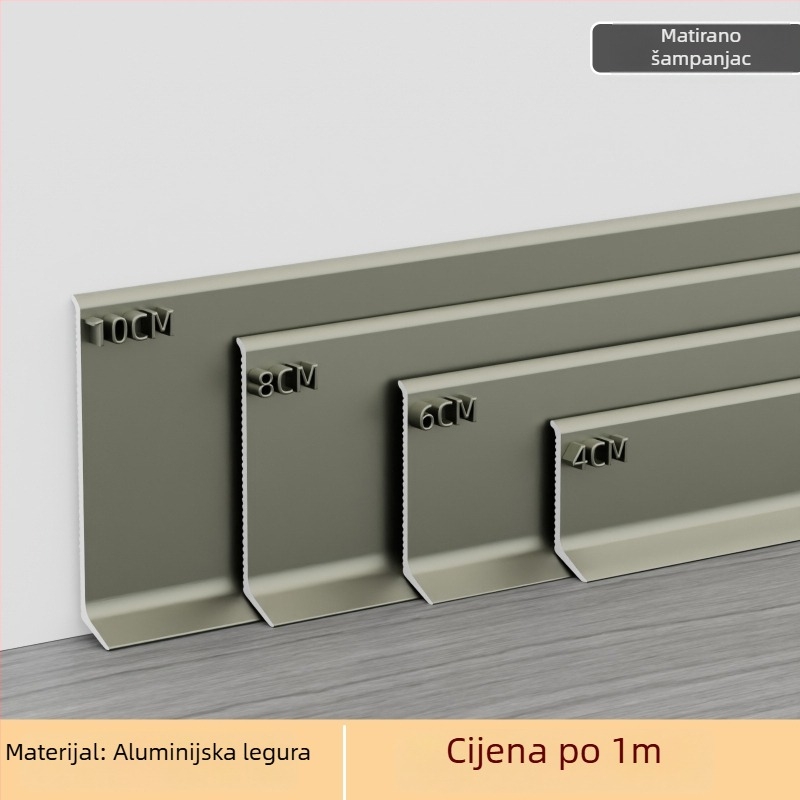 Aluminijska lajsna s integriranim ljepilom – montaža ljepilom bez bušenja, ploski moderni minimalistički stil