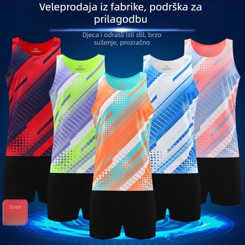 Bežečka vesta bez rukava s prugastim uzorkom, 100% poliester, prozračna i brzo se suši, za atletiku i trčanje