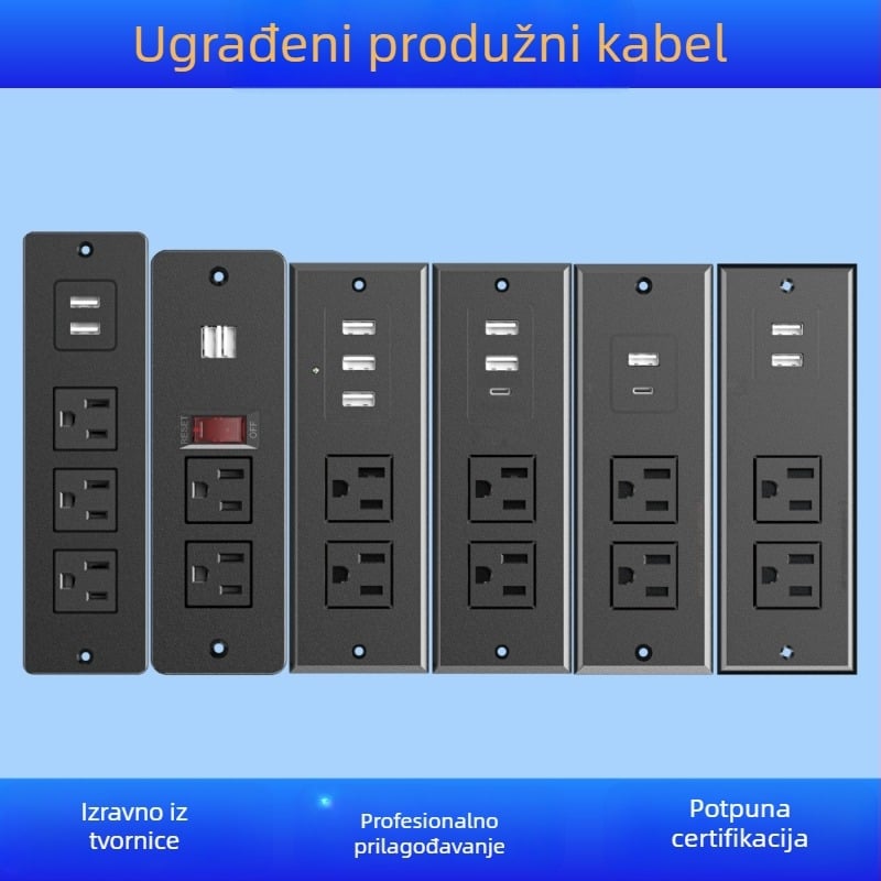 Ugrađena namještajna utičnica s USB-om, višenamjenska, ETL certificirana, 1500W, Gio