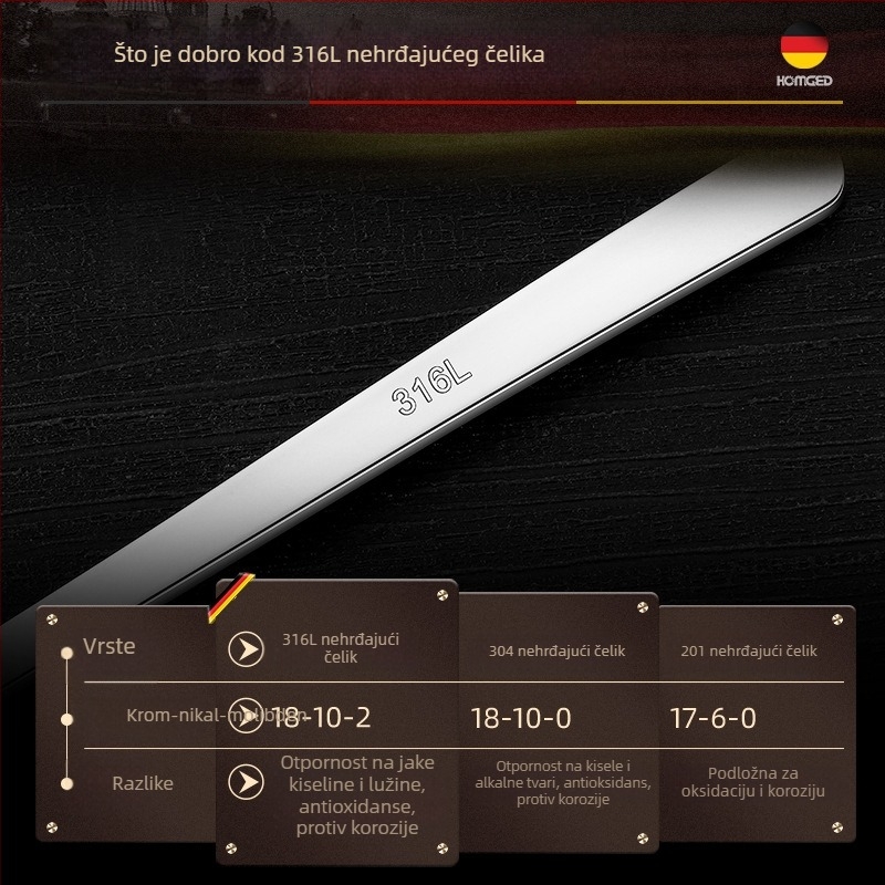 Set žlica i vilica od 316 nerđajućeg čelika, korejski stil, ogledno poliranje, moderni minimalistički dizajn