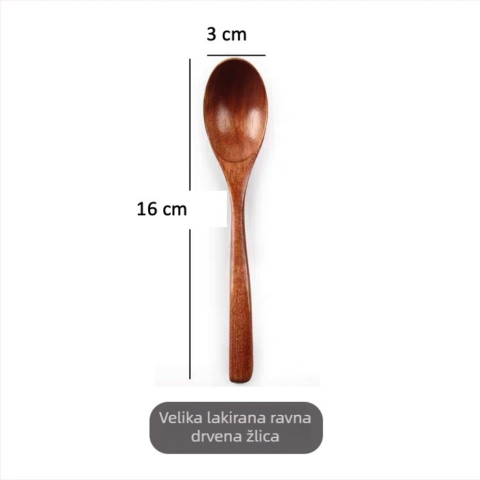 Drvena kuhinjska žlica s dugim držkom, pogodna za hranu, bez laka, otporna na visoke temperature