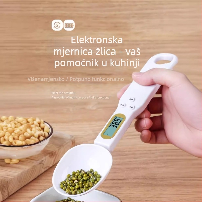 Elektronička kuhinjska vaga s preciznim mjerenjem u gramima i mjericom, ABS materijal