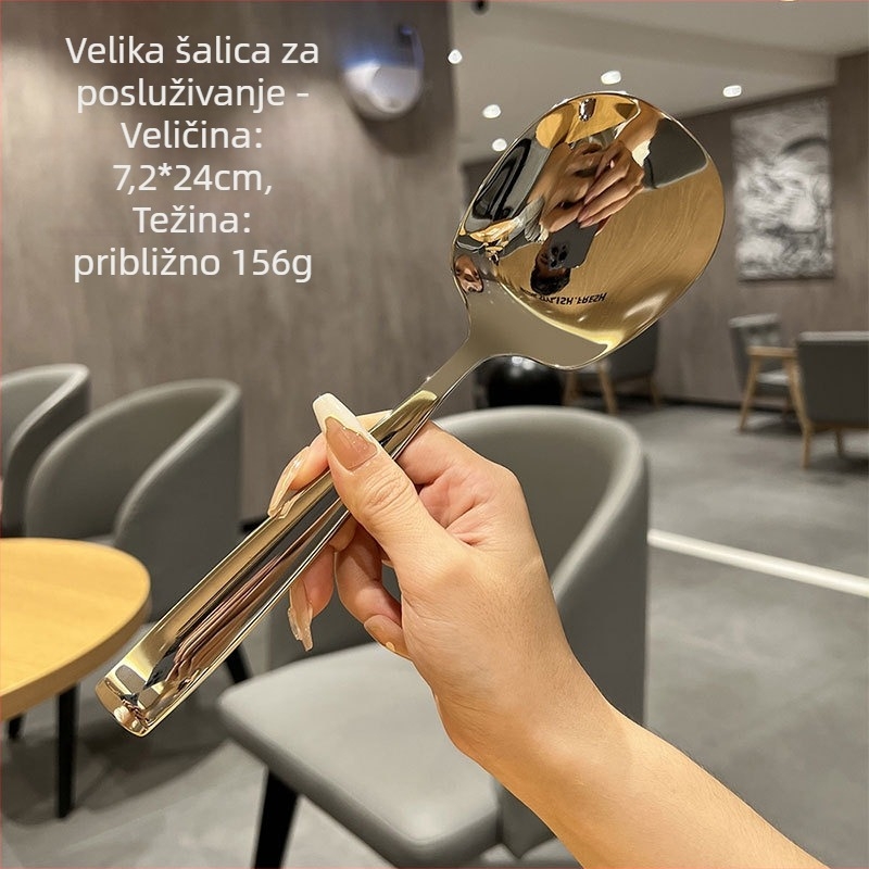 Posluživačka žlica od 316L nehrđajućeg čelika, debeli dizajn, za kućnu, hotelsku i restoransku upotrebu, završna obrada oglednog sjaja