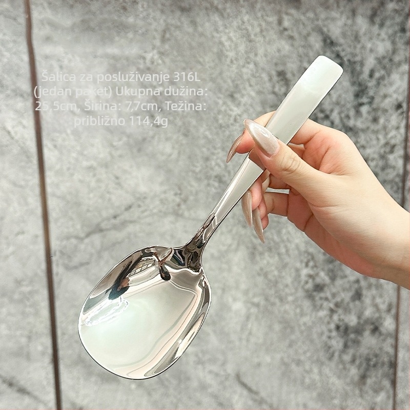 Posluživačka žlica od 316L nehrđajućeg čelika, debeli dizajn, za kućnu, hotelsku i restoransku upotrebu, završna obrada oglednog sjaja