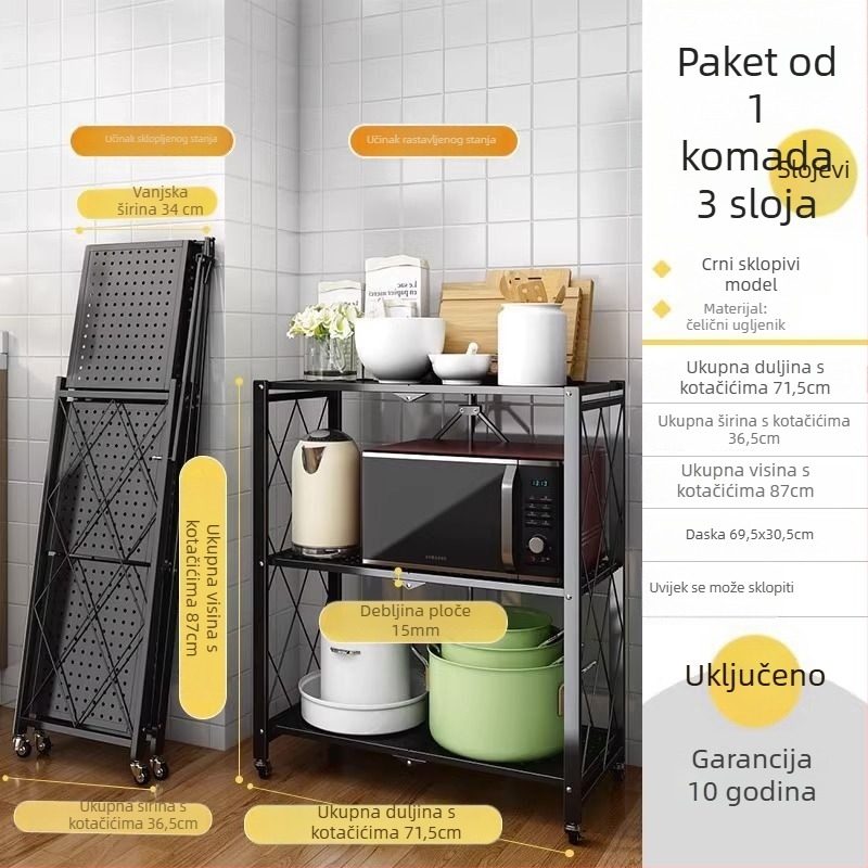Sklopivi, rotirajući i pomični bez ugradnje, 5-etasni regal za knjige od karbonskog čelika