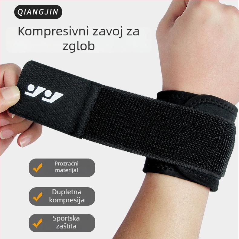 Zglobni zaštitnik za sport s fiksnim remenom i kompresijskom podrškom — neopren i Jiaji tkanina, univerzalna veličina, pogodna za košarku, badminton i odbojku