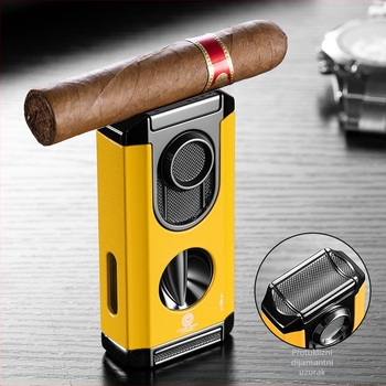 Upaljač za cigare, otporan na vjetar, tri u jednom s V-rezom, od cinkovog legura, butan CB-24FT2