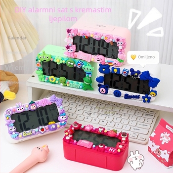Dječji budilnik s cartoon dizajnom, LED zaslon, baterijsko napajanje, jednostrani, svijetli s odbrojavanjem