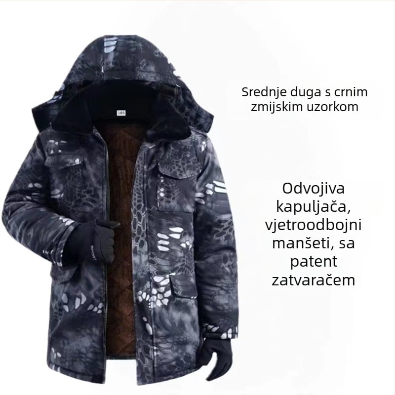 MWY Zimska kamuflažna jakna, unisex, topla, vjetrootpornost, otporna na habanje, tkanina od kemijskih vlakana