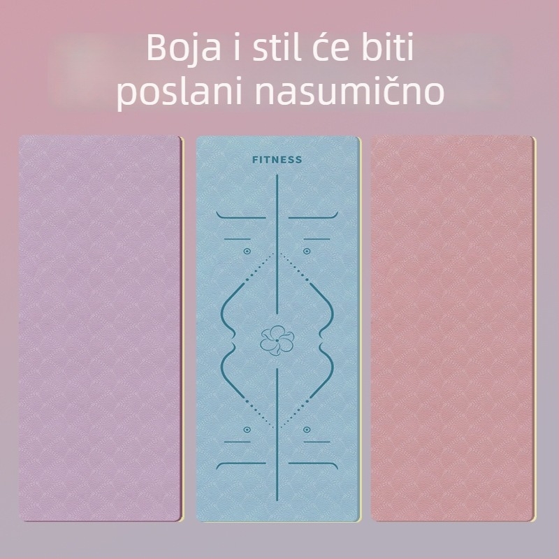 TPE joga podloga – sklopiva, ultra široka, ultra debela, protivklizna, ublažava udarce, tiha; Materijal: TPE; Debljina: 6 mm; Težina: 490 g; Vzor: linije poza