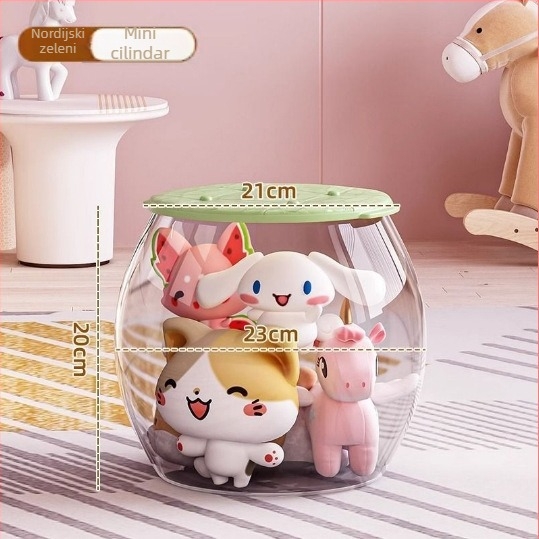 Stol za skladištenje igračaka, plastični, okrugli oblik, kapacitet 18L, nosivost 150kg, višestruka namjena