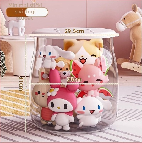 Stol za skladištenje igračaka, plastični, okrugli oblik, kapacitet 18L, nosivost 150kg, višestruka namjena