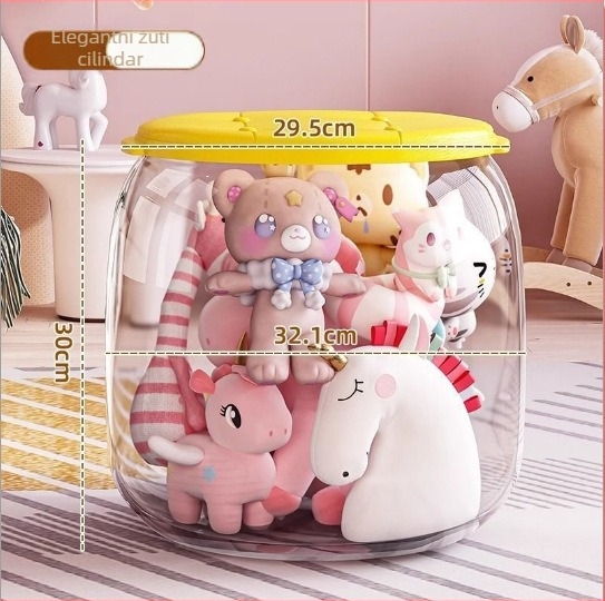 Stol za skladištenje igračaka, plastični, okrugli oblik, kapacitet 18L, nosivost 150kg, višestruka namjena