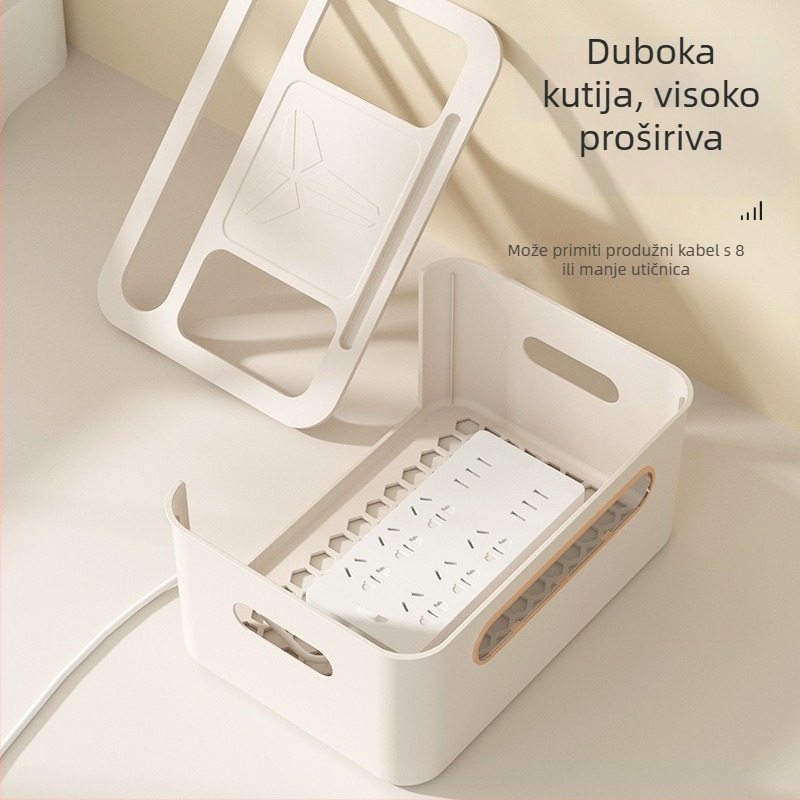 Plastična kutija za pohranu routera i set-top boxa — jednostavan modern dizajn, upravljanje kabelima za dnevni boravak, model 2024