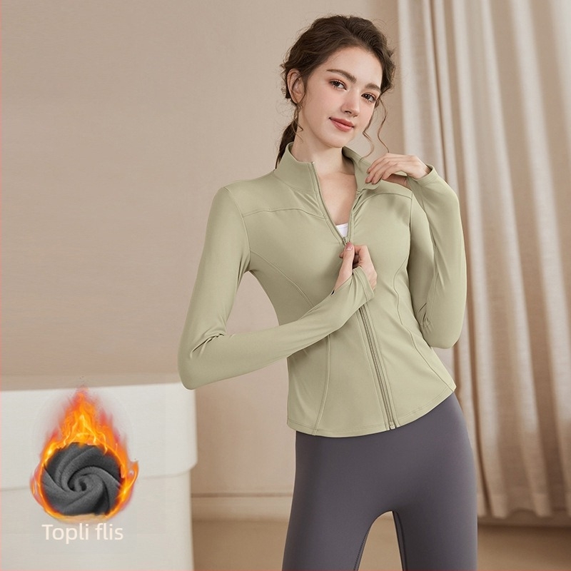 Youyou žena sportska jakna za jogu, uskog kroja, dugi rukavi, dužina do struka, poliester s odvajanjem vlage