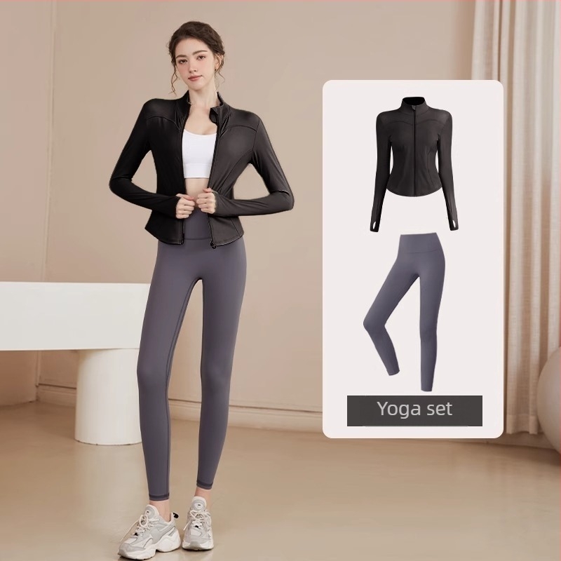 Youyou žena sportska jakna za jogu, uskog kroja, dugi rukavi, dužina do struka, poliester s odvajanjem vlage