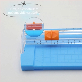 Dvostrani prijenosni rezač papira, plastični, model 857, mini rezač s ravnalom