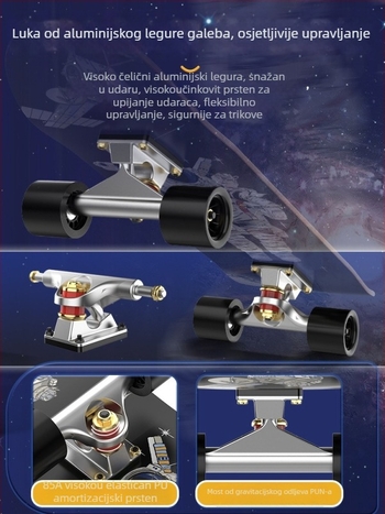 Skateboard SWAY, daska od javorovog drveta sa sedam slojeva, dvostruki rocker, opća uporaba