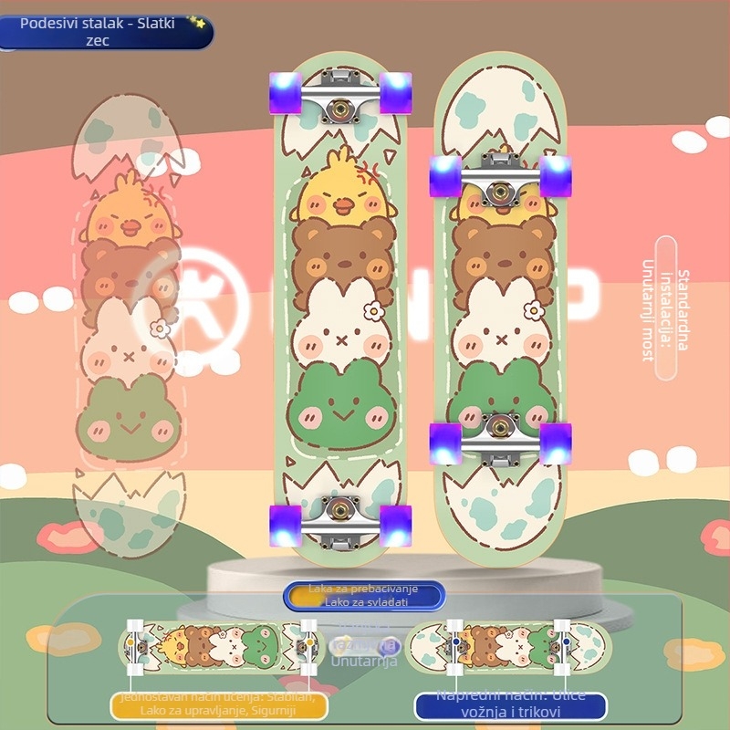 Skateboard SWAY, daska od javorovog drveta sa sedam slojeva, dvostruki rocker, opća uporaba